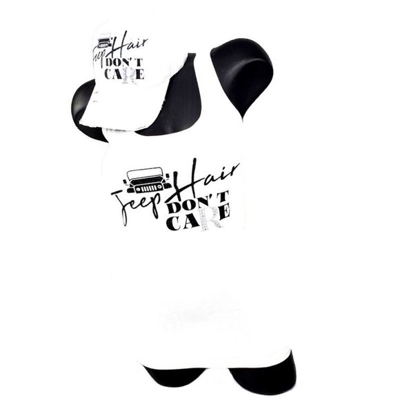 Jeep Hair Don't Care White Distressed Cap with Swarovski Crystals. - Picture 7 of 11